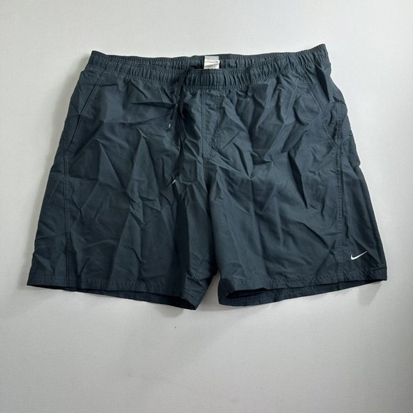 Vintage Nike Embroidered Swim Trunks Mesh Lined 90s Grey Tag‎ Drawstring 2XL - Picture 1 of 7
